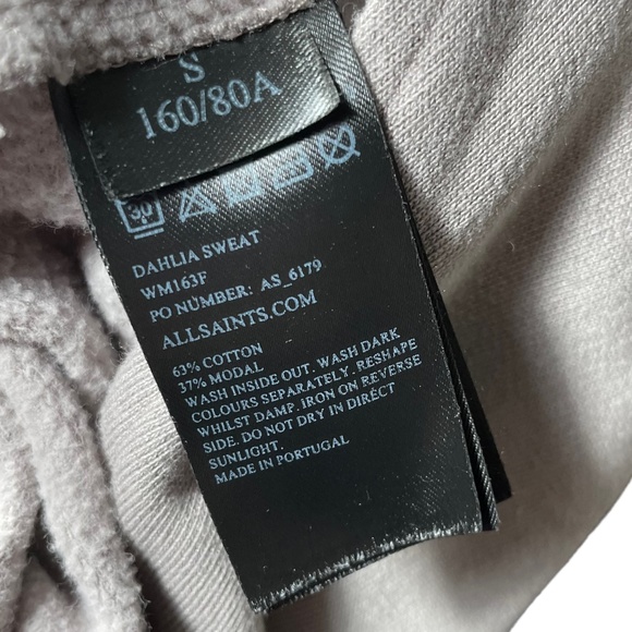 All Saints Dahlia Sweatshirt Cardigan S Cotton Modal Gray Waterfall Open Front - Picture 12 of 12